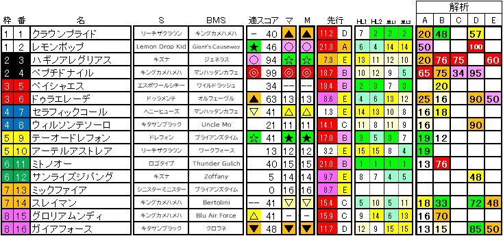 2024　チャンピオンズＣ　ラップ適性